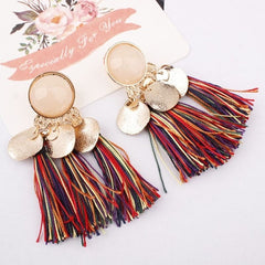 2019 Ethnic Bohemia Women Dangle Drop Earrings Summer Round Resin Tassel Earrings for Women Fashion Jewelry Pendientes oorbellen