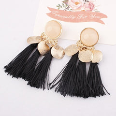 2019 Ethnic Bohemia Women Dangle Drop Earrings Summer Round Resin Tassel Earrings for Women Fashion Jewelry Pendientes oorbellen