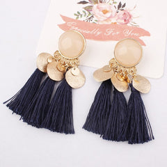 2019 Ethnic Bohemia Women Dangle Drop Earrings Summer Round Resin Tassel Earrings for Women Fashion Jewelry Pendientes oorbellen