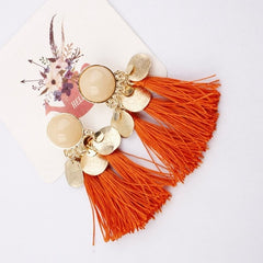 2019 Ethnic Bohemia Women Dangle Drop Earrings Summer Round Resin Tassel Earrings for Women Fashion Jewelry Pendientes oorbellen