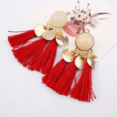 2019 Ethnic Bohemia Women Dangle Drop Earrings Summer Round Resin Tassel Earrings for Women Fashion Jewelry Pendientes oorbellen