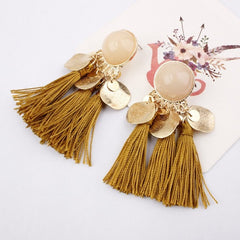 2019 Ethnic Bohemia Women Dangle Drop Earrings Summer Round Resin Tassel Earrings for Women Fashion Jewelry Pendientes oorbellen