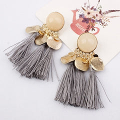 2019 Ethnic Bohemia Women Dangle Drop Earrings Summer Round Resin Tassel Earrings for Women Fashion Jewelry Pendientes oorbellen