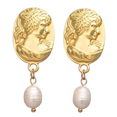 17KM Vintage Gold Drop Earrings For Women 2019 Brincos Geometric Drop Earring Big DIY Wedding Irregular Freshwater Pearl Jewelry