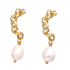 17KM Vintage Gold Drop Earrings For Women 2019 Brincos Geometric Drop Earring Big DIY Wedding Irregular Freshwater Pearl Jewelry