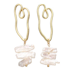 17KM Vintage Gold Drop Earrings For Women 2019 Brincos Geometric Drop Earring Big DIY Wedding Irregular Freshwater Pearl Jewelry