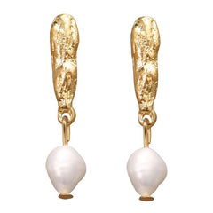 17KM Vintage Gold Drop Earrings For Women 2019 Brincos Geometric Drop Earring Big DIY Wedding Irregular Freshwater Pearl Jewelry