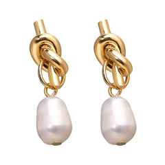 17KM Vintage Gold Drop Earrings For Women 2019 Brincos Geometric Drop Earring Big DIY Wedding Irregular Freshwater Pearl Jewelry