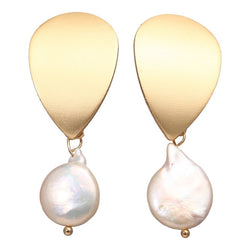 17KM Vintage Gold Drop Earrings For Women 2019 Brincos Geometric Drop Earring Big DIY Wedding Irregular Freshwater Pearl Jewelry