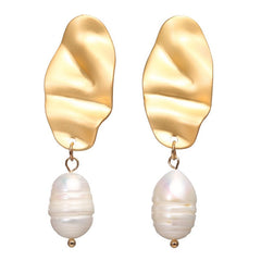 17KM Vintage Gold Drop Earrings For Women 2019 Brincos Geometric Drop Earring Big DIY Wedding Irregular Freshwater Pearl Jewelry