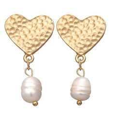 17KM Vintage Gold Drop Earrings For Women 2019 Brincos Geometric Drop Earring Big DIY Wedding Irregular Freshwater Pearl Jewelry