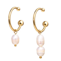17KM Vintage Gold Drop Earrings For Women 2019 Brincos Geometric Drop Earring Big DIY Wedding Irregular Freshwater Pearl Jewelry