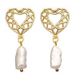 17KM Vintage Gold Drop Earrings For Women 2019 Brincos Geometric Drop Earring Big DIY Wedding Irregular Freshwater Pearl Jewelry