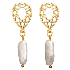 17KM Vintage Gold Drop Earrings For Women 2019 Brincos Geometric Drop Earring Big DIY Wedding Irregular Freshwater Pearl Jewelry