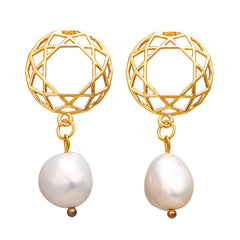 17KM Vintage Gold Drop Earrings For Women 2019 Brincos Geometric Drop Earring Big DIY Wedding Irregular Freshwater Pearl Jewelry