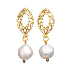 17KM Vintage Gold Drop Earrings For Women 2019 Brincos Geometric Drop Earring Big DIY Wedding Irregular Freshwater Pearl Jewelry