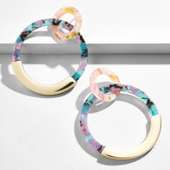 Fashion Colorful Leopard Acrylic Dangle Earring for Women Gold Alloy Round Geometry Resin Statement Hanging Earring Za Brincos