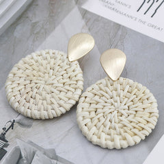 AENSOA Multiple 2019 Korea Handmade Bamboo Braid Pendent Drop Earrings New Fashion Rattan Vine Knit Long Earrings For Women Girl