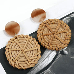 AENSOA Multiple 2019 Korea Handmade Bamboo Braid Pendent Drop Earrings New Fashion Rattan Vine Knit Long Earrings For Women Girl