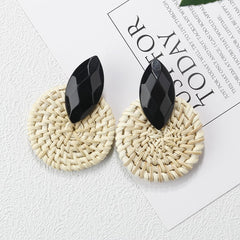 AENSOA Multiple 2019 Korea Handmade Bamboo Braid Pendent Drop Earrings New Fashion Rattan Vine Knit Long Earrings For Women Girl