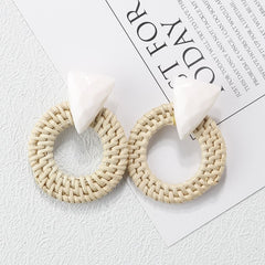 AENSOA Multiple 2019 Korea Handmade Bamboo Braid Pendent Drop Earrings New Fashion Rattan Vine Knit Long Earrings For Women Girl