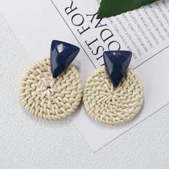 AENSOA Multiple 2019 Korea Handmade Bamboo Braid Pendent Drop Earrings New Fashion Rattan Vine Knit Long Earrings For Women Girl