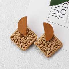 AENSOA Multiple 2019 Korea Handmade Bamboo Braid Pendent Drop Earrings New Fashion Rattan Vine Knit Long Earrings For Women Girl
