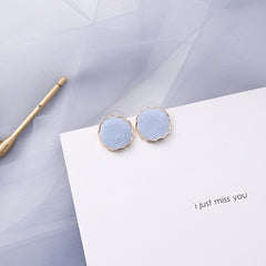 AOMU Korean Summer Blue Geometric Acrylic Irregular Hollow Circle Square Drop Earrings for Women Metal Bump Party Beach Jewelry