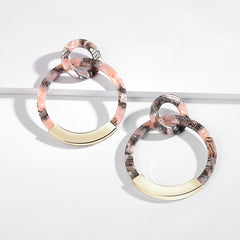 Fashion Colorful Leopard Acrylic Dangle Earring for Women Gold Alloy Round Geometry Resin Statement Hanging Earring Za Brincos