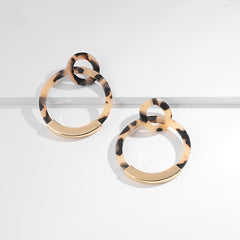 Fashion Colorful Leopard Acrylic Dangle Earring for Women Gold Alloy Round Geometry Resin Statement Hanging Earring Za Brincos