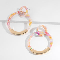 Fashion Colorful Leopard Acrylic Dangle Earring for Women Gold Alloy Round Geometry Resin Statement Hanging Earring Za Brincos