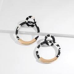 Fashion Colorful Leopard Acrylic Dangle Earring for Women Gold Alloy Round Geometry Resin Statement Hanging Earring Za Brincos